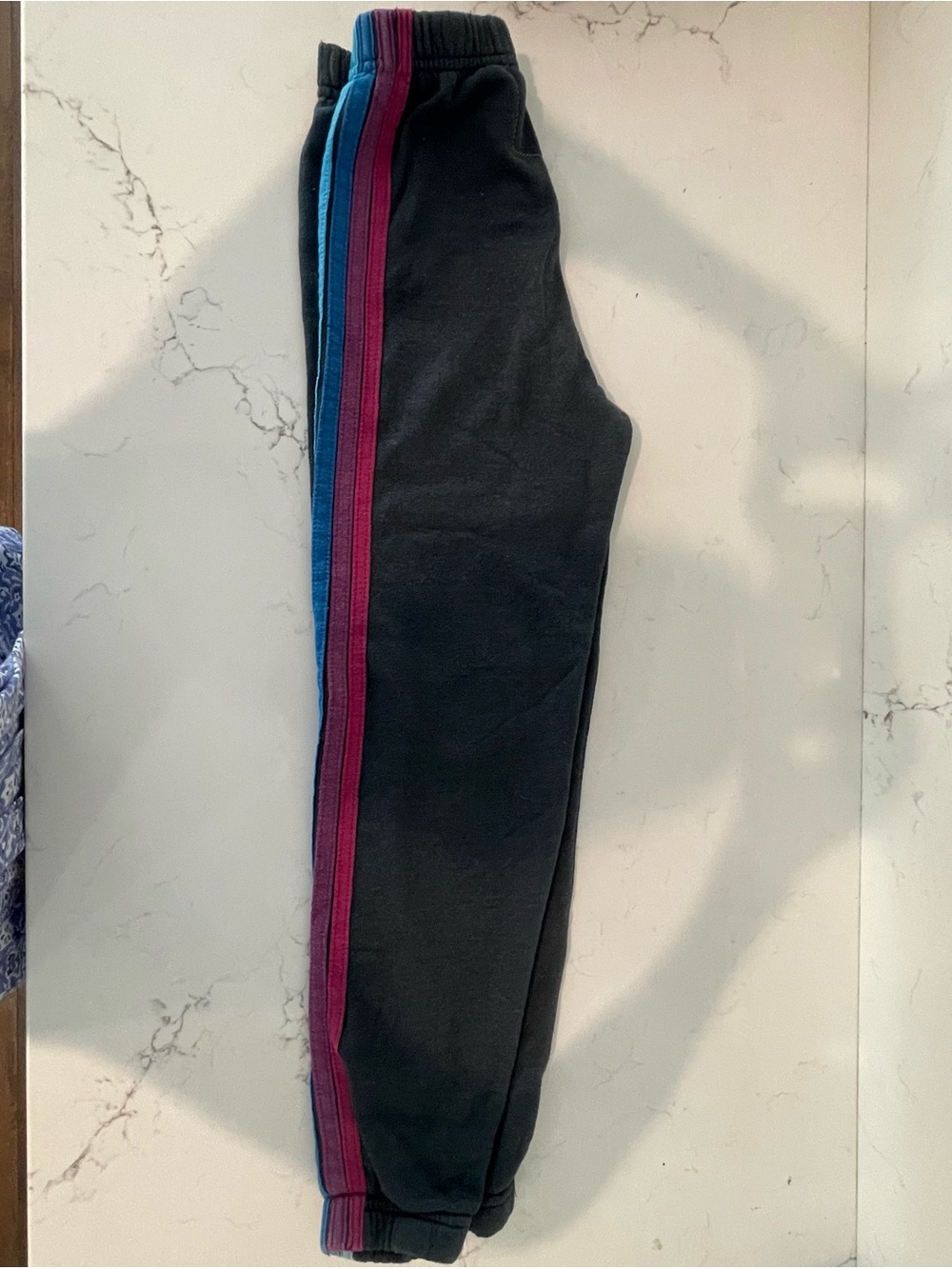 Aviator Nation Black Joggers with Blue and Purple Side Stripes